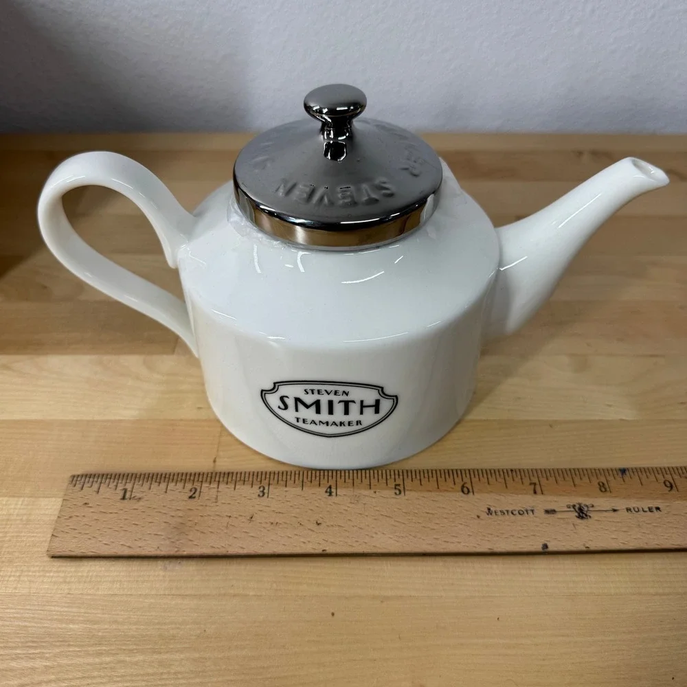 Steven Smith Teamaker White Ceramic Teapot with Stainless‎ Steel Infuser & Lid